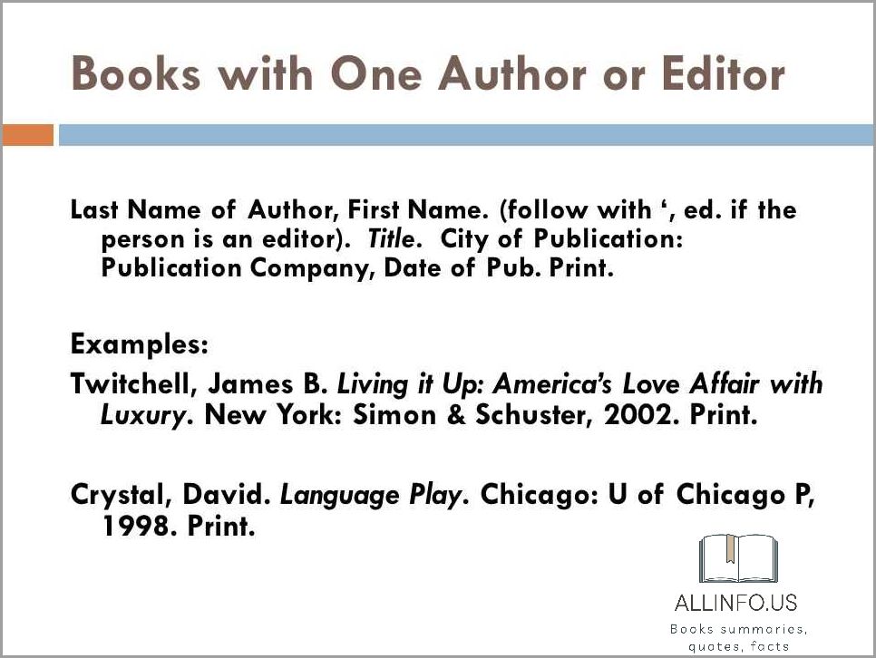 Bibliography Example Book by a Single Author